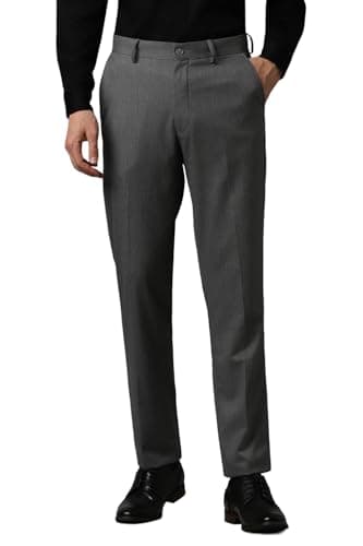 Louis Philippe Men's Slim Work Utility Mid Rise Pants (LPTFMSLBG81530_Grey, 36