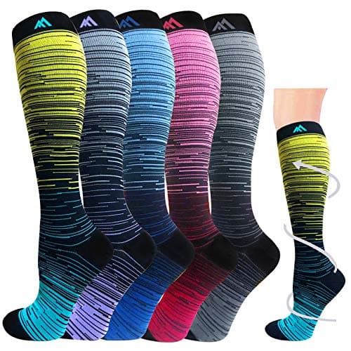 Graduated Compression Socks for Women&Men 5 Pairs Medical 20-30mmhg Knee High Compression Athletic Stockings (Multicoloured 1, Small/Medium(US SIZE))