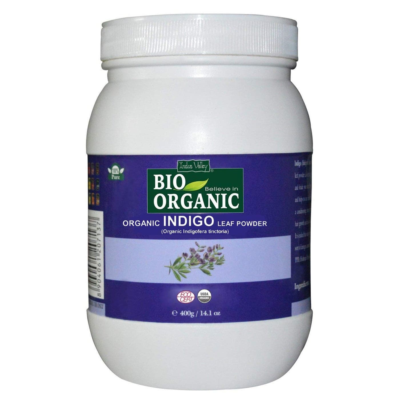 Indus Valley Bio Organic Herbal Indigo Powder TripleSifted Microfine for Natural Hair Coloring Covers Early Greys Protects Hair from Damage 400g