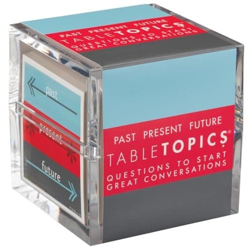 TableTopics Past Present Future 135 Thought Provoking Conversation Cards Gifts for Men Women Grandparents Professional Celebrate The Past and Live in The Present and Dream of The Future