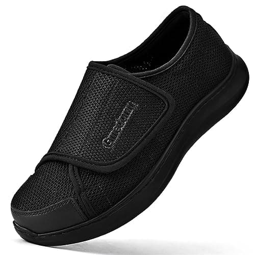 Gmedonm Men's Wide Width Shoes with Easy Put On Adjustable Lightweight for Diabetic Edema Bunions Arthritis Swollen Feet Elderly Walking Widening Shoes