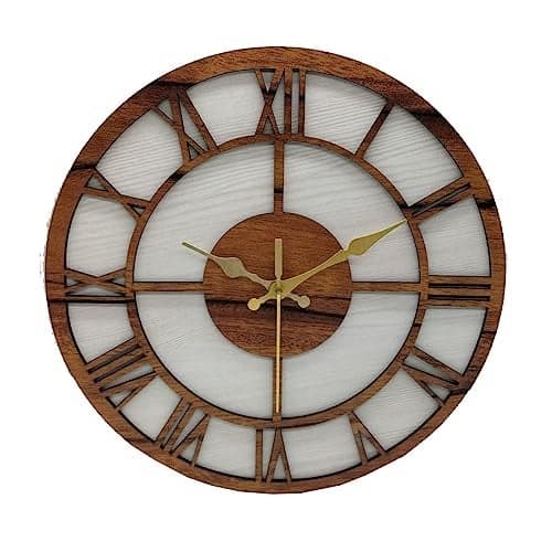 KRESHU Antiqe Prelam Roman Numer Stylish Wooden Wall Clock for Home Dcor Living RoomSilent Brife Creative Clocks for Bedroom/Office/School Best Gifts -(1-Pcs)