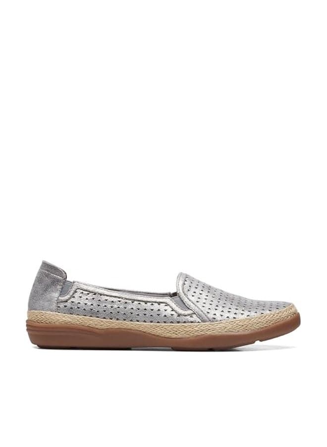 Clarks Collection Women's Elaina Ruby Loafer, Pewter Textile, 9.5 Medium US