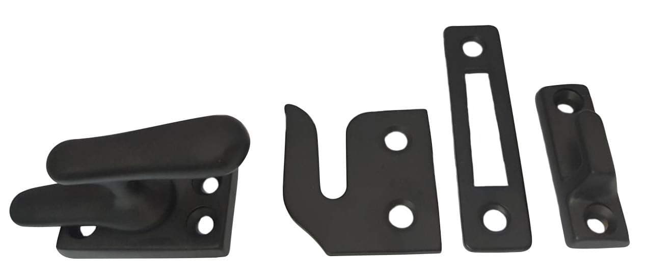 QCAA Solid Brass Casement Fastener Window Lock Small Matte Black 1 Pack