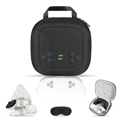 sarlar BS2 Hard Carrying Case for Meta Quest 3S/Quest 3/Oculus Quest 2 VR Headset, Portable Protection Travel Case with Lens Cover Fits Controller, Original Headstrap, Charging Cable & Adapter, Black