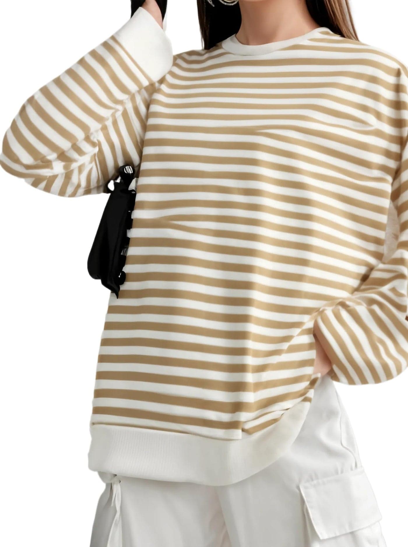 MACK JONNEY Women Striped T-Shirt || T-Shirt for Women || Full Sleeve T Shirt || T-Shirt-MACK640547