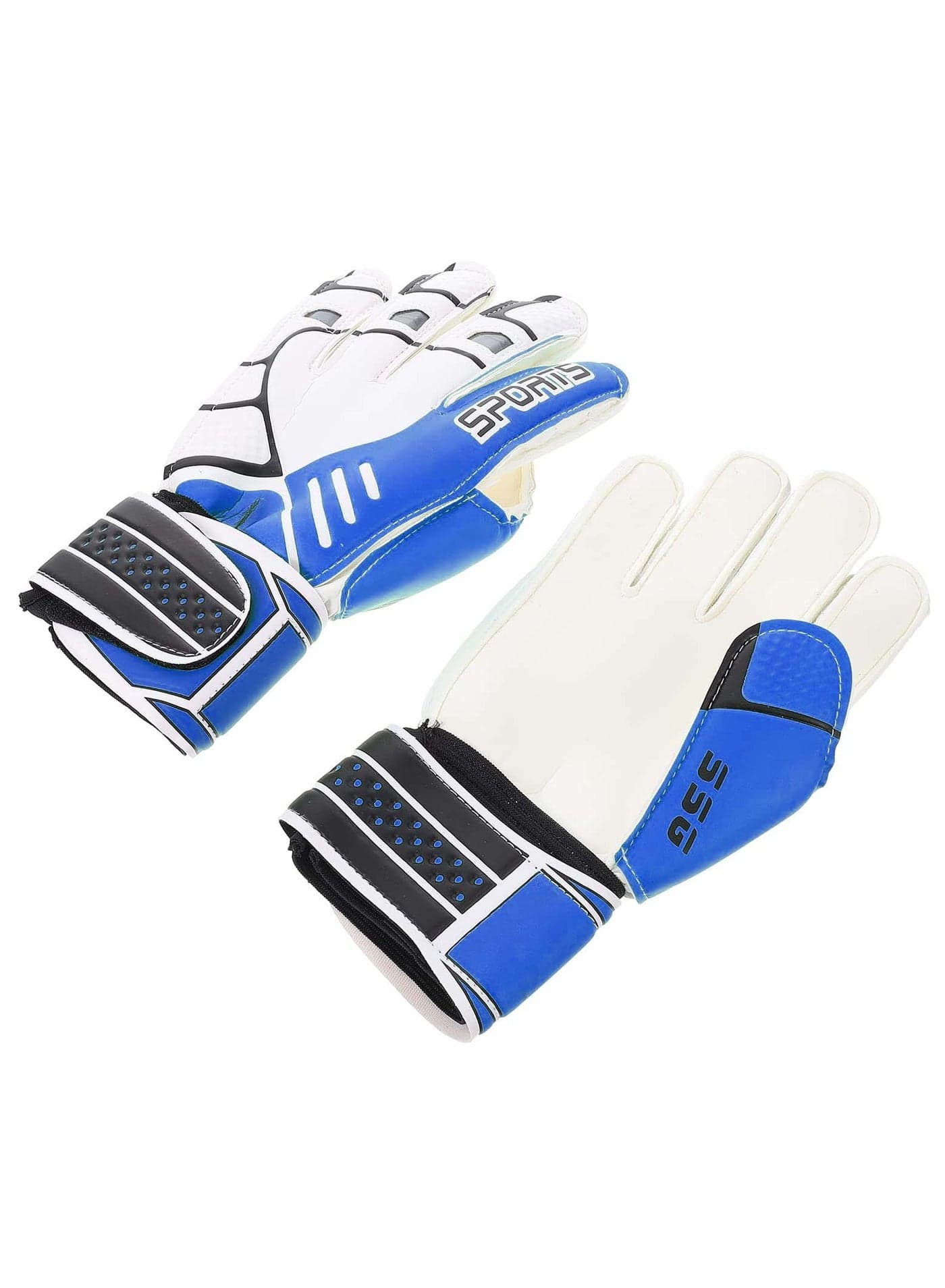Children Football Gloves, 7# Kids Youth Football Soccer Goalkeeper Goalie Training Gloves Gear with Strong Grips Palms, Soccer Goalie Goalkeeper Gloves for Kids Boys Children (Blue)