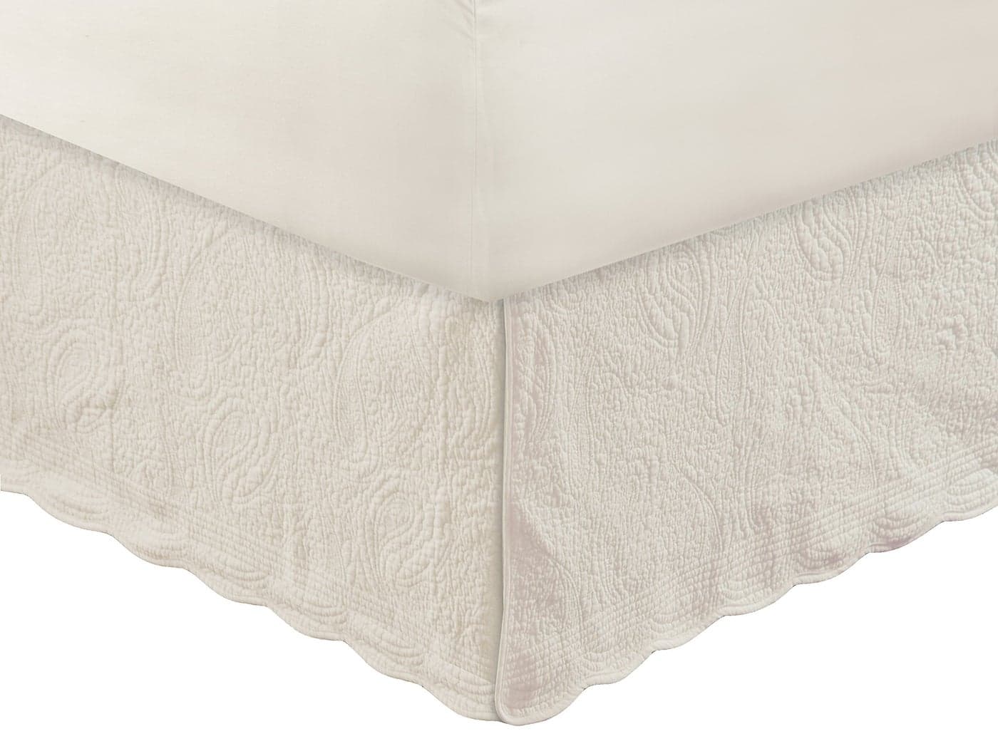 Greenland Home Paisley Quilted Bed Skirt Ivory Twin