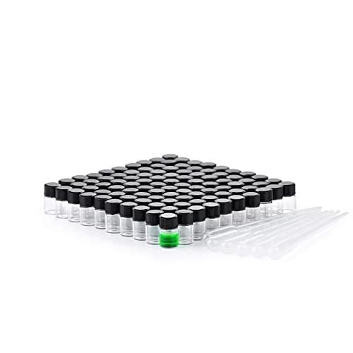 BKMAMLAB 2ml Clear Small Glass Vials 100pcs with Screw Caps100pcs