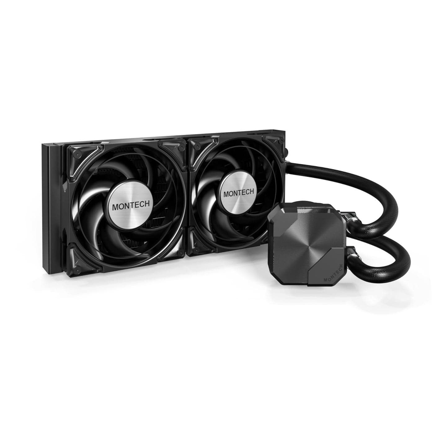 MONTECH HyperFlow Silent 240 Black UltraQuiet AIO Liquid CPU Cooler 3100RPM Pump Triple Silent Fans HighEfficiency Radiator for Superior Heat Dissipation Intel AMD Compatible ARGBFree