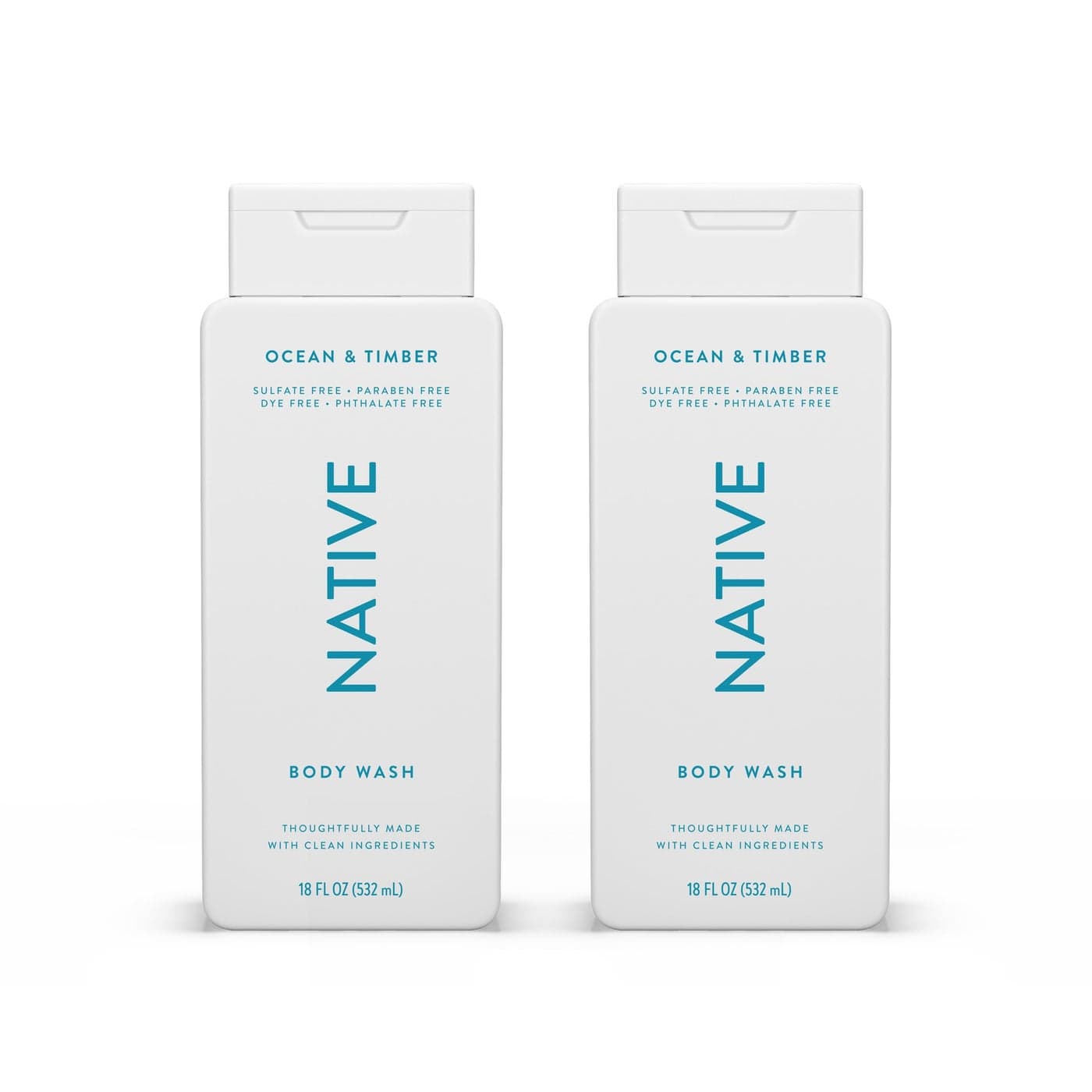 Native Body Wash Contains Naturally Derived Ingredients | For Women & Men, Sulfate, Paraben, & Dye Free Leaving Skin Soft and Hydrated | Ocean & Timber 18 oz
