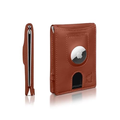 Kingly Trace Airtag Wallet for Men Smart RFID Blocking Leather Wallet with Airtag Holder Money Clip Minimalist Trackable Design with Pull Tab Secure Wallets