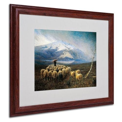 Trademark Fine Art Mountain Landscape by Achilles Tominetti with Wood Frame Artwork, 16 by 20-Inch