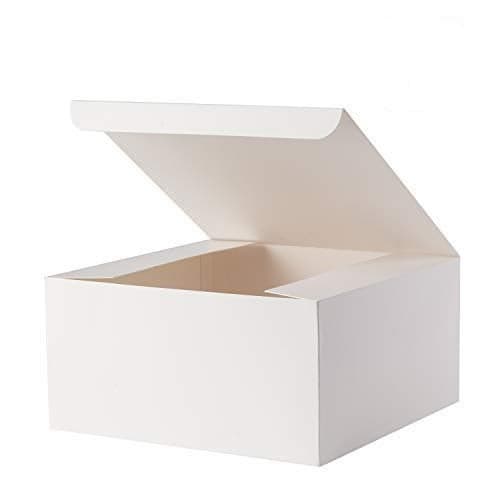 GEFTOL Gift Box 10 Pack 8 x 8 x 4 inches Fold Box Paper Gift Box Bridesmaids Proposal Box for Bridal Birthday Party Christmas White