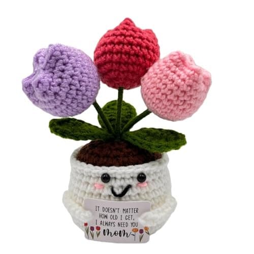 Gift for Mom from Daughter SonHandmade Tulip Flower Crochet DollI Always Need You MOMBest BirthdayMothers DayEmotional Support Gift for Mom Mother in Law or Grandma