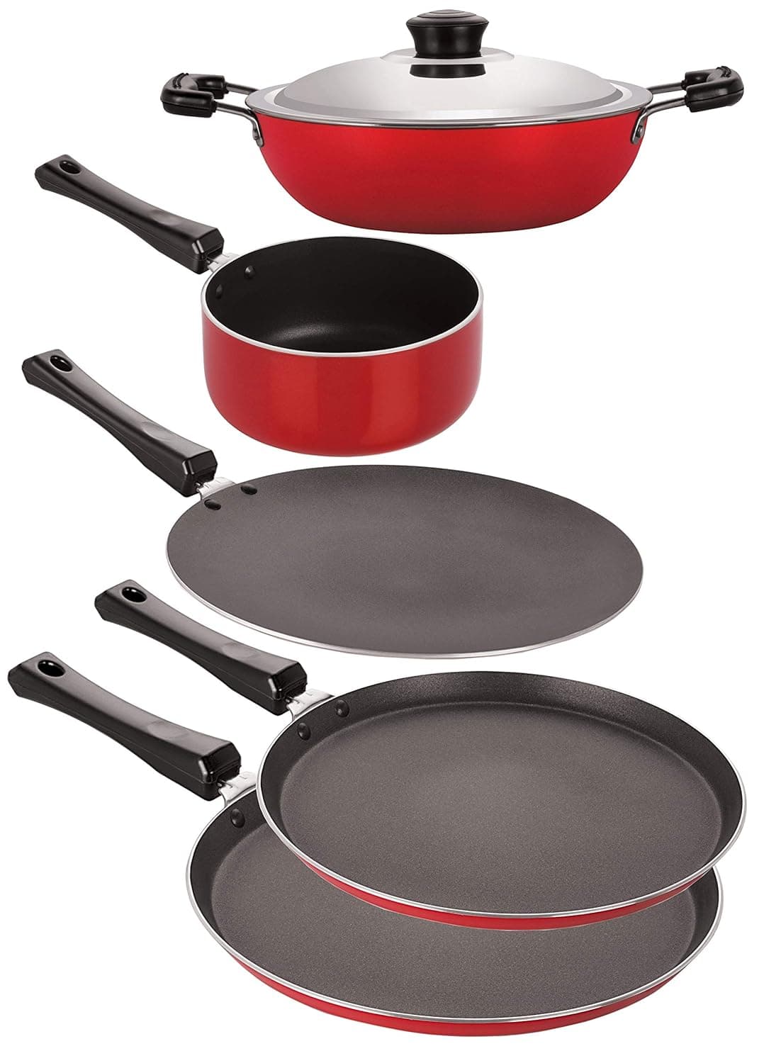 Nirlon Non-Stick Flat Base Gas Compatible Kitchen Utencil Combo Gift Items, 5 Piece