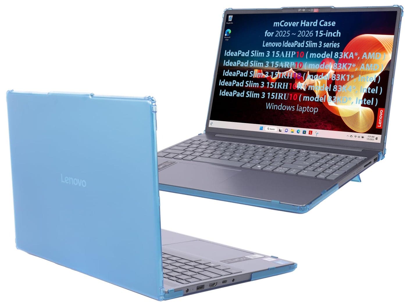 mCover Case ONLY Compatible for 2025-2026 15" Lenovo IdeaPad Slim 3 15AHP10 / 15ARP10 / 15IRH10 / 15IRU10 Series Windows Computers (NOT Fitting Any Other Lenovo Models) (Aqua)