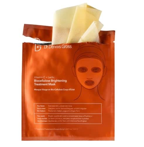 Dr Dennis Gross Vitamin C Lactic Biocellulose Brightening Treatment Mask Revive Dry Visibly Damaged Skin 1 Pack