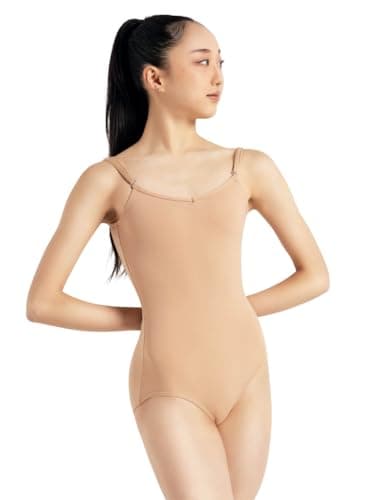 Capezio Women's Camisole Leotard With Adjustable Straps,Light Suntan,Large