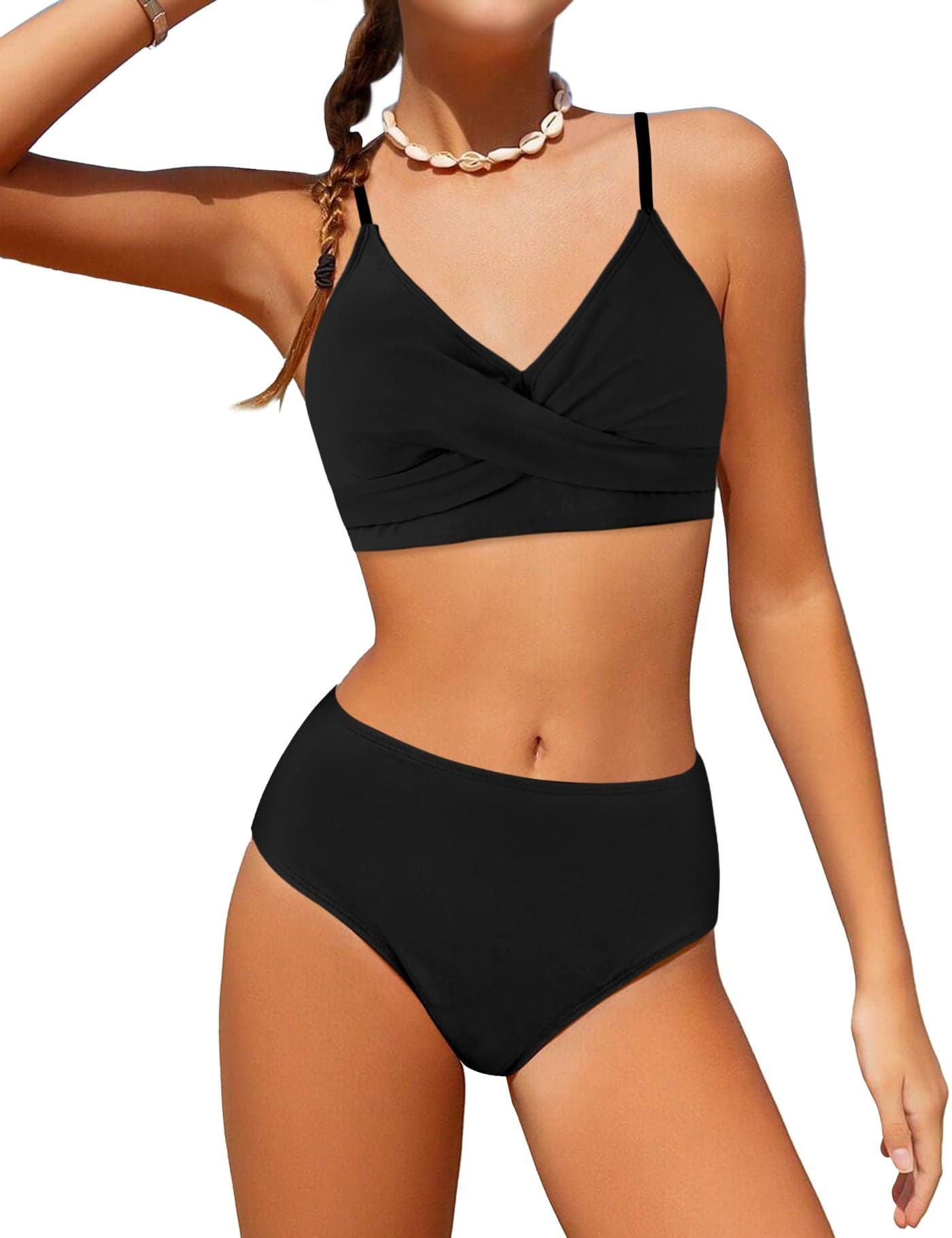 WIQI Swimsuits for Teen Girls Size 12-14 Girls Bikini Two Piece Bathing Suits Color Block Criss Cross Swimsuit Cute Swimwear