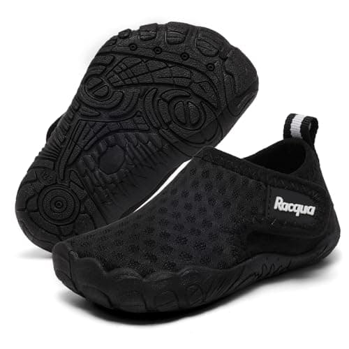 Racqua Baby Kids Water Shoes Toddler Water Shoes Non-Slip Swim Shoes for Kids Baby Beach Black 18-24 Months Infant