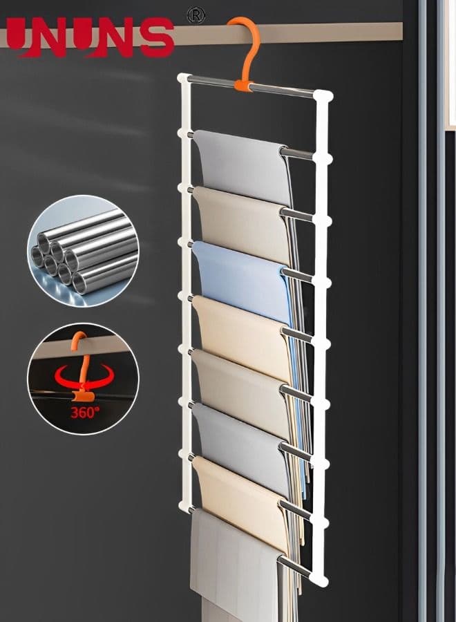 Stainless Steel Pants Hangers,Space Saving Closet Hangers 8 Layers,360 Degree Rotation,Organizer Racks For Clothes Trousers Scarves Ties
