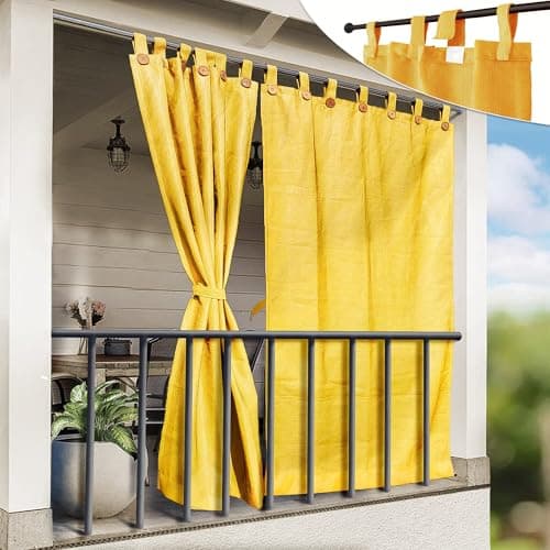 HIPPO Solid 150 GSM Outdoor Sun Light-filtering Blocking Balcony Loop Curtains Sun & UV Protection, Light Filtering 4.5FTX8FT Door Curtain (Yellow)