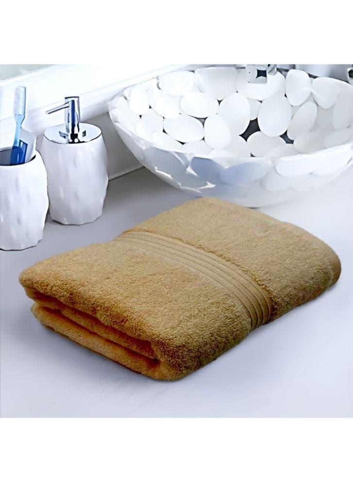 Home Essentials (Camel) Luxury Hand Towel (40 x 70 Cm -Set of 1) 100% Cotton, Highly Absorbent and Quick dry with Horizontal Striped Dobby -550 Gsm