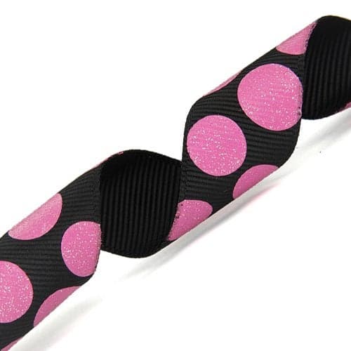 Morex Ribbon Sugar Dots Glitter Grosgrain Ribbon 78Inch by 20Yard BlackHot Pink 9880520713