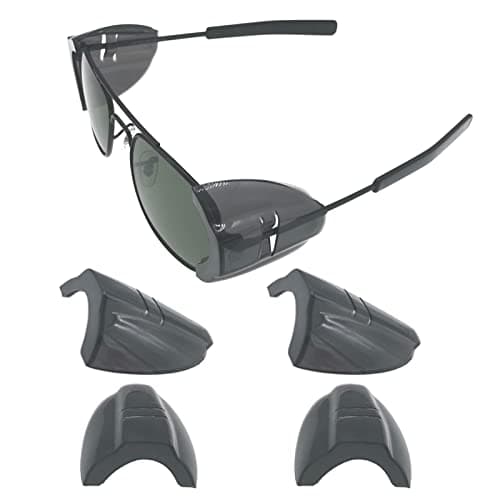 KMDJG 2 Pairs Safety Glasses Side Shields,Slip on Side Shields, Fits Medium to Large Eyeglasses Frames(2 Pairs Transparent Black)