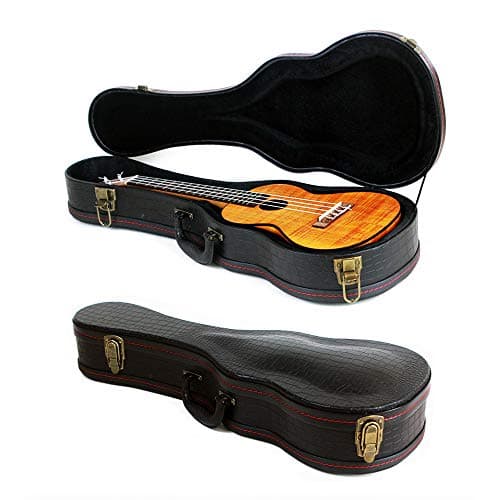 Crocodile Pattern Leather Ukulele Case, 26 Inch Bulge Surface with Plush Interior for Tenor Ukulele (Black)