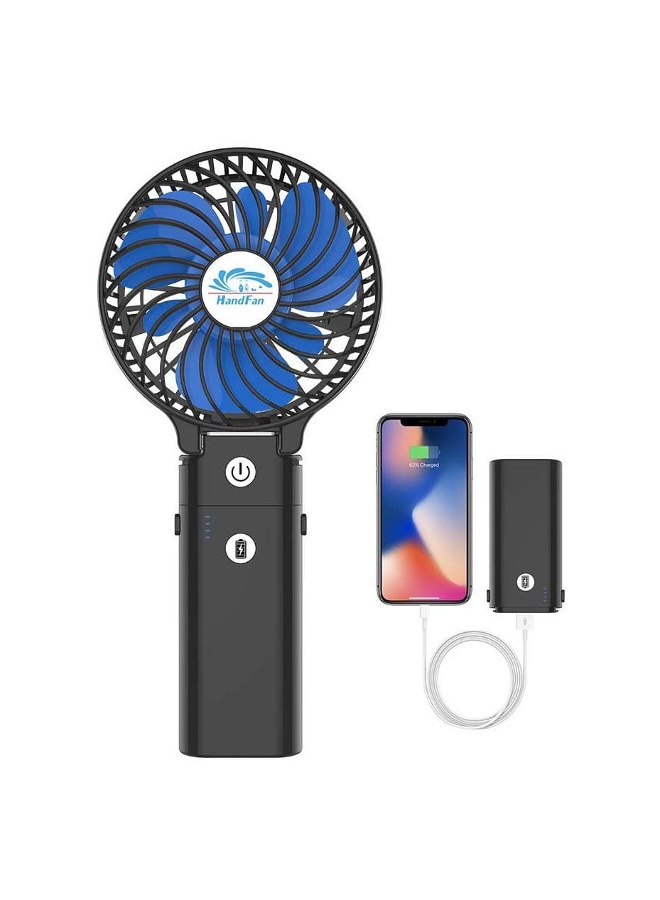Handheld Fan Battery operated,5200mA Portable Rechargeable Fan,Personal USB Desk Fan,Power bank,3 speeds,5-20 Working Hours,Separable,Office/Home/Outdoor/Camping/Stroller