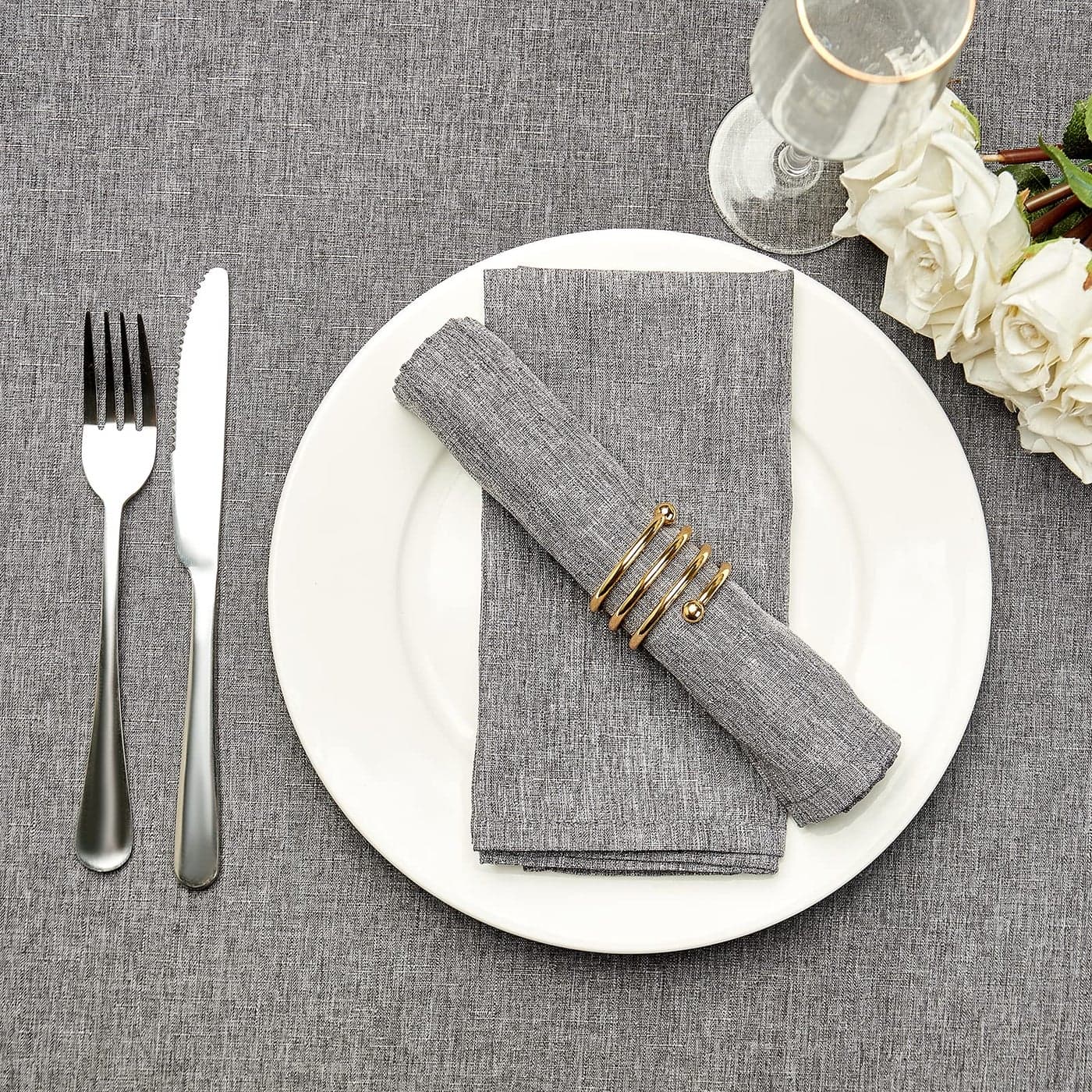 Mebakuk Cloth Napkins Set of 12 Premium 17 x 17 Inch Solid Washable Linen Style Napkins Soft Table Napkin for Wedding Party Restaurant Dinner Parties