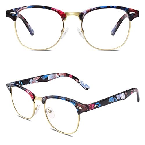 Happy Store CN56 Vintage Inspired Classic Horn Rimmed Half Frame Nerd UV400 Clear Lens Glasses,Mixed A