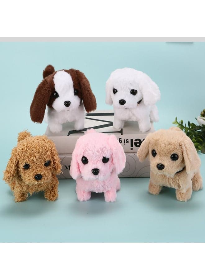Children's Toy Dog Plush Electric Dog Walking Stall Puppy Stall Electronic Pet Simulation Machine Dog Wholesale-Specifications:19cm-Color:Pink Dog