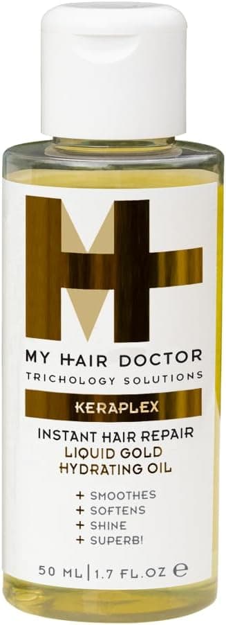 My Hair Doctor Liquid Gold Hair Oil 150ml Keratin Hair Treatment Oil Hair Serum For Colour Treated Damaged Hair with Castor Oil Keratin Hair Growth Repair Oil Vegan Friendly 150ml