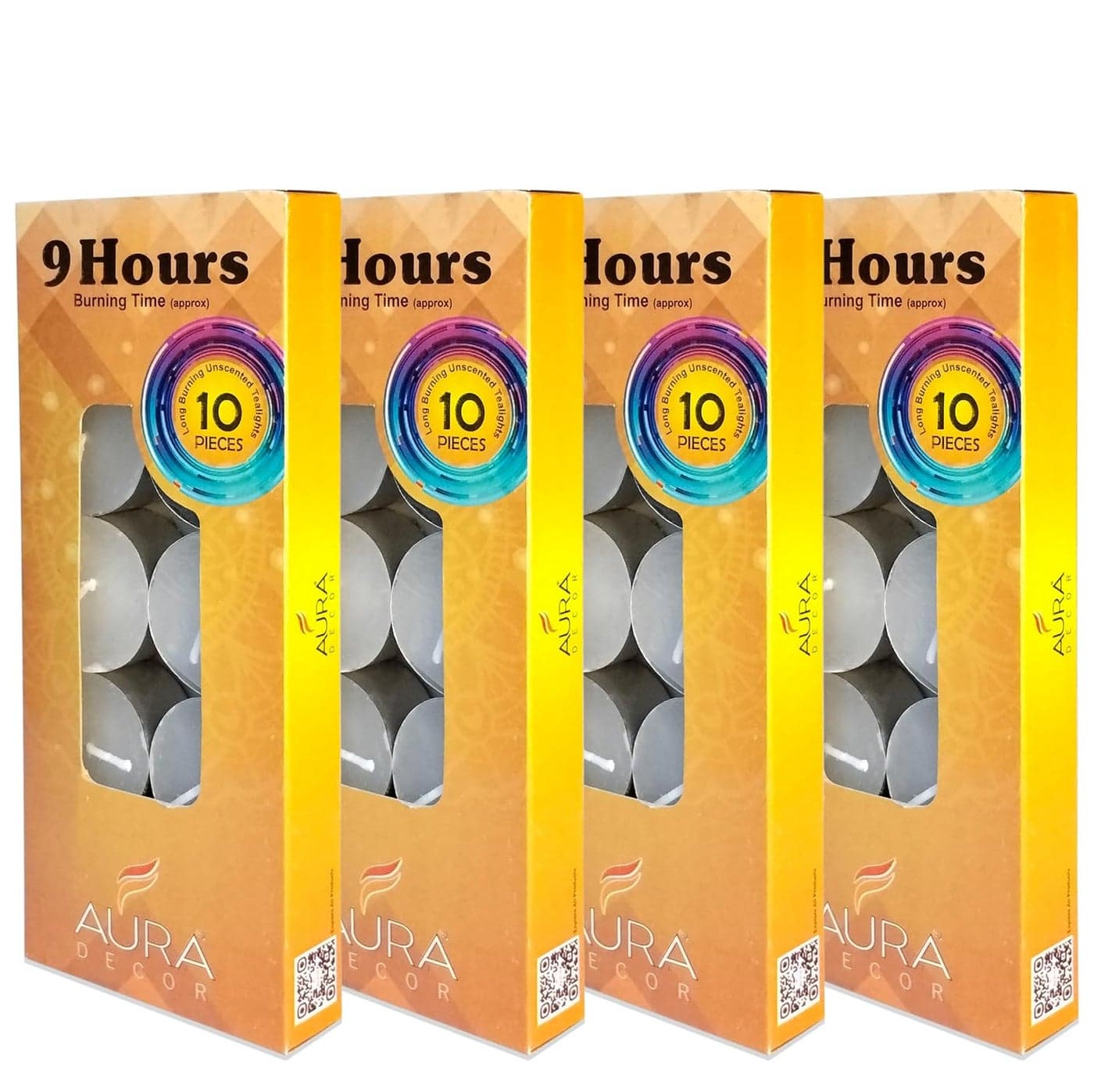 AuraDecor Tealight Candles Pure Wax Unscented 9 Hours Burning time White Unscented Tea Light Candles Pack of_40