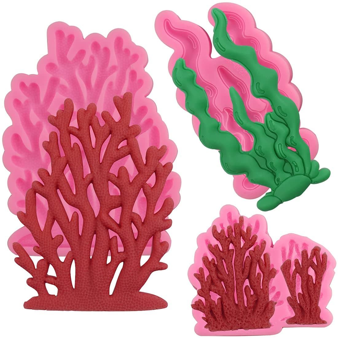 3 Pcs Coral Seaweed Silicone Mold include 3 Different Coral Shape Fondant Molds for ChocolateCandy Cake DecorationResin Polymer Clay Craft Jewelry