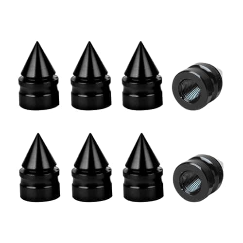 Osilly Car Tire Valve Caps 8 Pack Spike Aluminium Alloy Auto Air Pressure Stem Caps Universal DustProof Car Tire Valve Trim Accessories Fit for Cars Trucks SUVs and Motorcycles Black