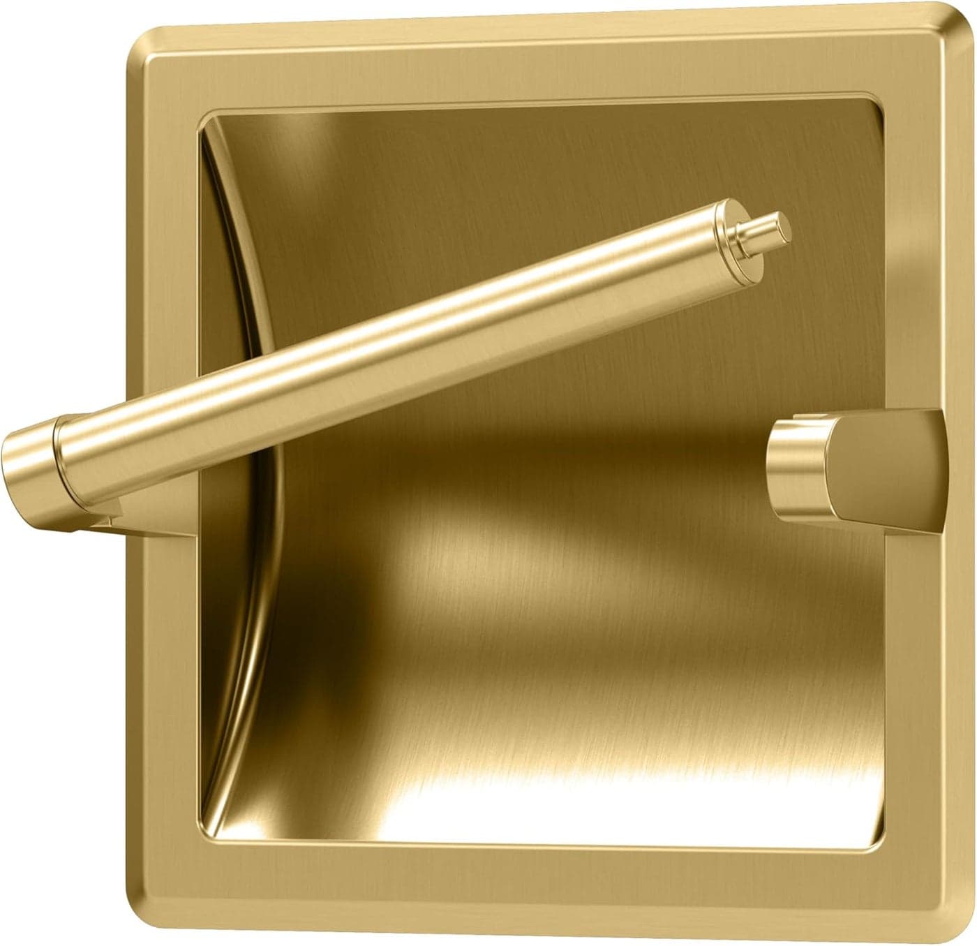 Gatco 753 Recessed Pivoting Toilet Paper Holder Wall Mounted Heavy Duty Metal Tissue Holder for Bathroom Available in Brushed Brass
