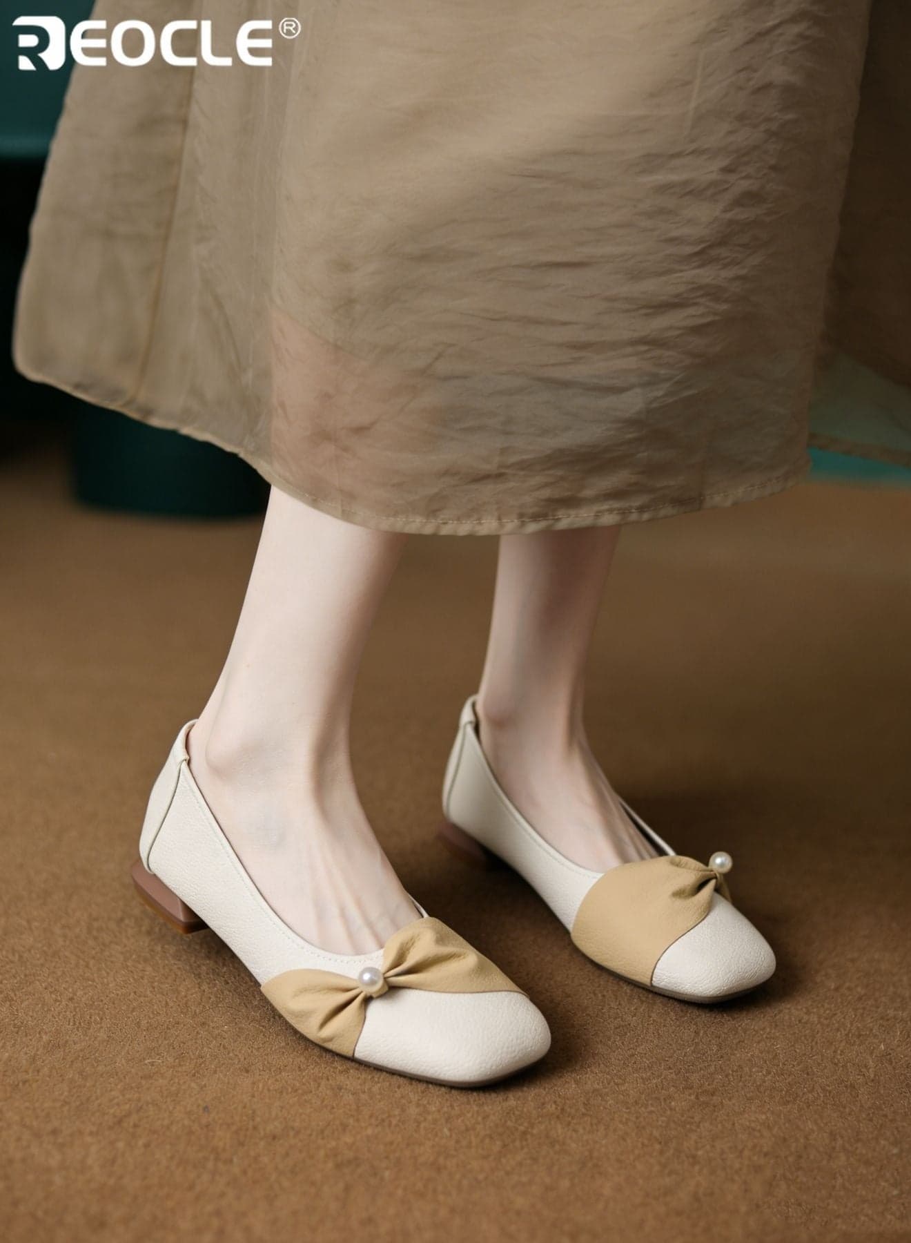 Women's Square Toe Flats with Faux Leather Construction and Comfortable Design Flat Shoes with Versatile Style for Daily Wear