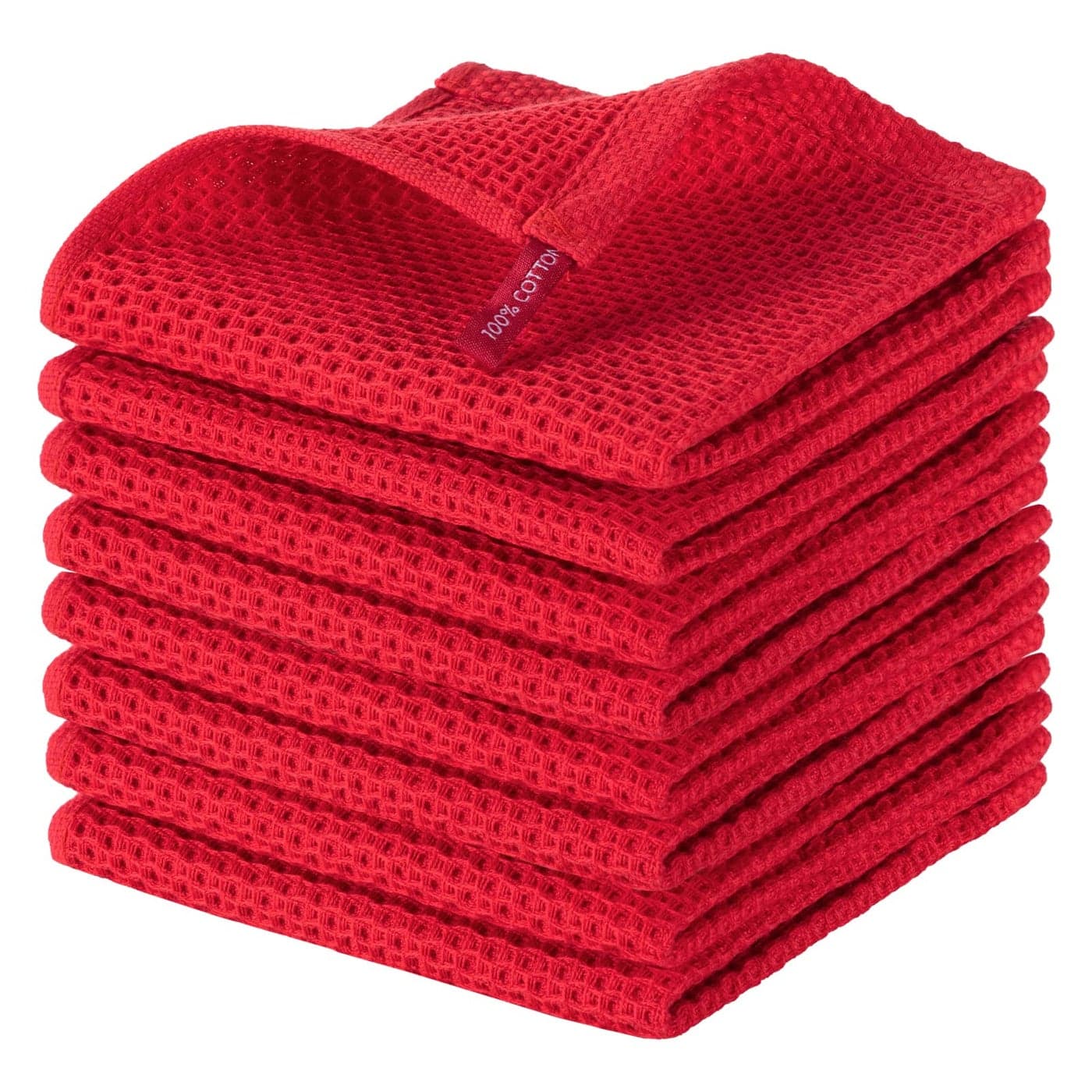 joybest Cotton Kitchen Dish Cloths 8Pack Waffle Weave Ultra Soft Absorbent Dish Towels Washcloths Quick Drying Dish Rags 12x12 Inches Red