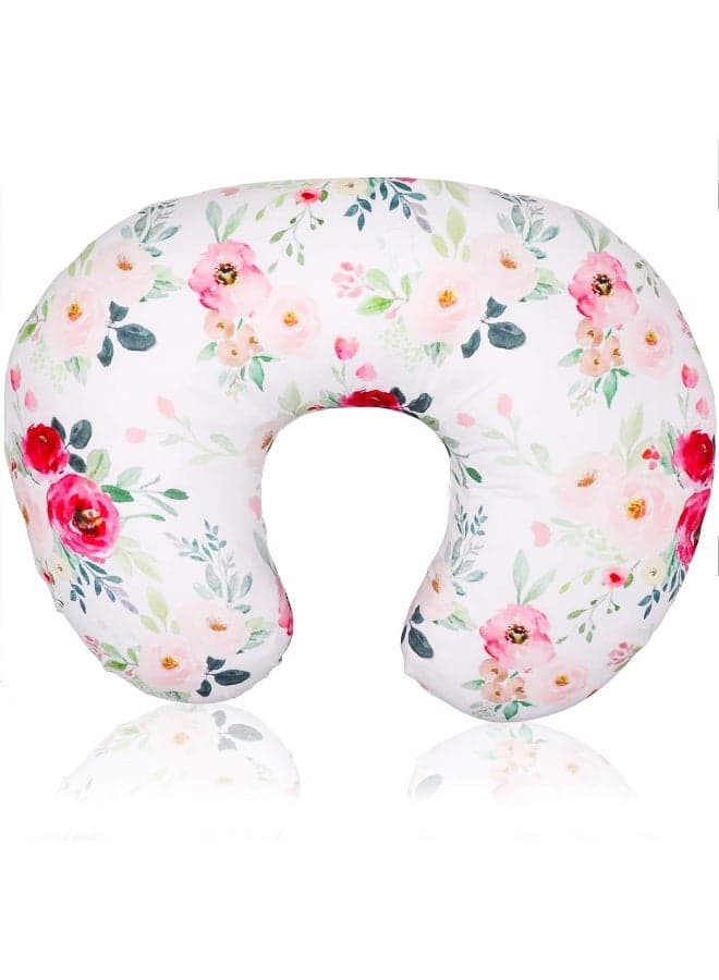 TANOFAR Floral Nursing Pillow Cover, Breastfeeding Pillow Slipcover for Baby Boys & Girls, Nursing Pillow Case for Newborn, Soft Fabric Fits Snug On Infant, Washable & Breathable, Watercolor Flower