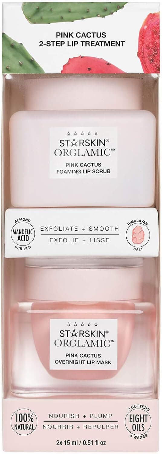 STARSKIN Orglamic Pink Cactus 2Step Lip Treatment Exfoliating Scrub Nourishing Mask