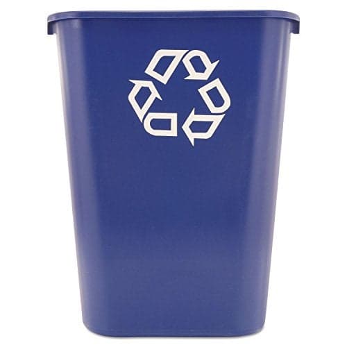 Rubbermaid Commercial Products Deskside Recycling Can 1025Gallon41Quart Blue Recycling Symbol Plastic for BedroomBathroomOfficeUnder DeskSink