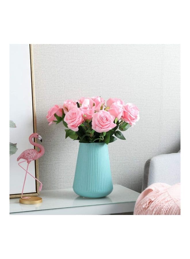 12-Piece Artificial Rose Stem Pink/Green
