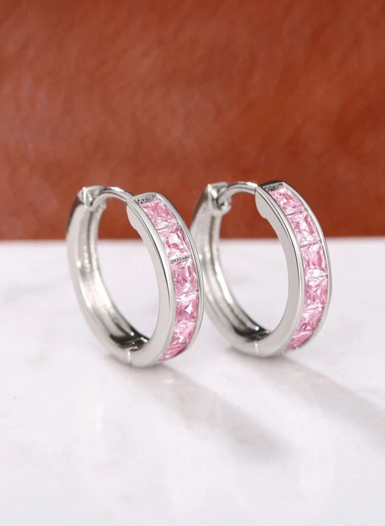 Elegant High Quality Silver Plated Small Earrings Inlaid With Zirconia For Women