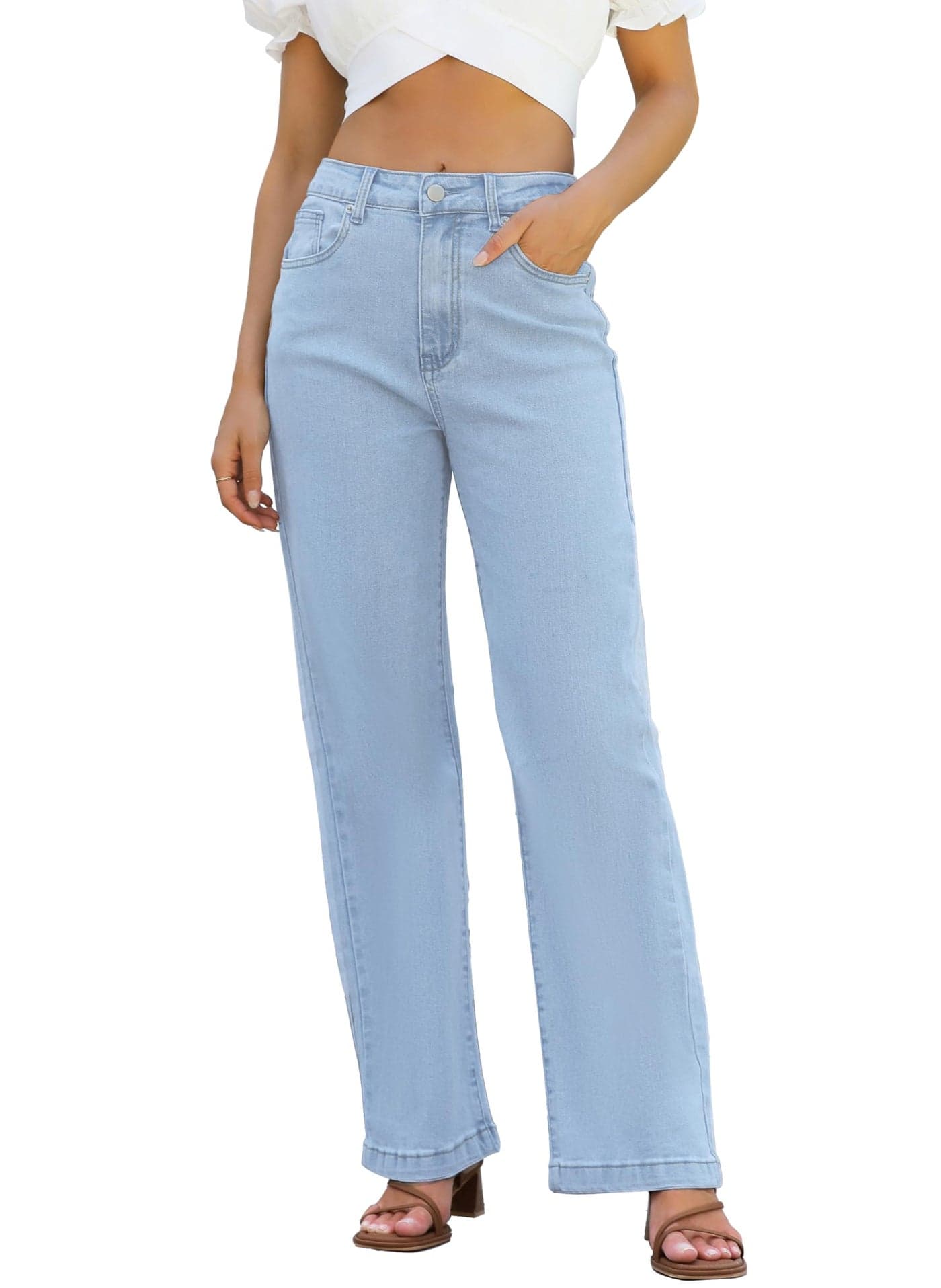 ETTELO Womens Jeans High Waisted Straight Leg Loose Stretchy Lightweight Tummy Control Trendy Jeans for Women 2025
