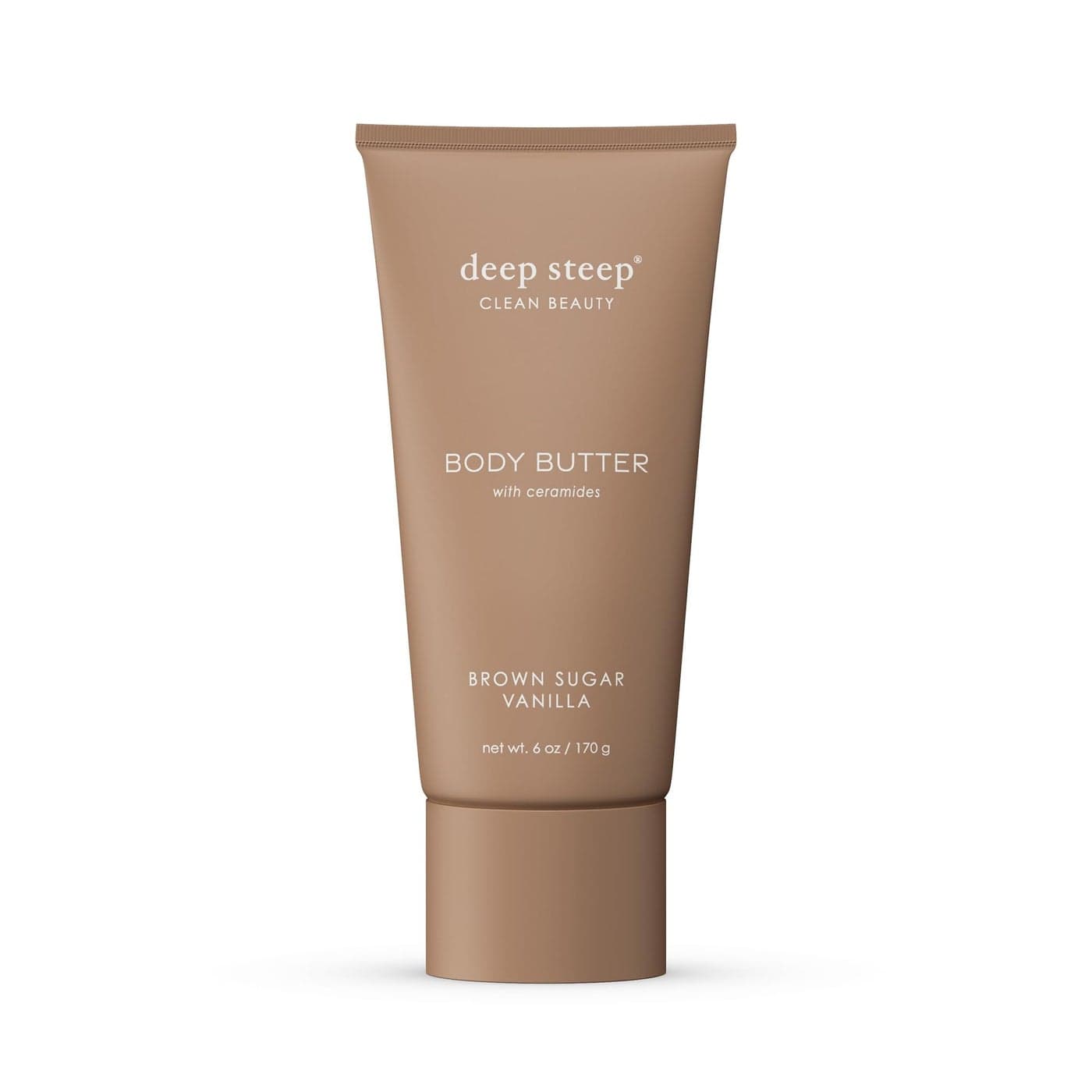 Deep Steep Body Butter Brown Sugar Vanilla 6 oz Rich Moisturizer with Ceramides Coconut Oil Argan Oil Aloe Vera Vegan Clean Beauty Smooth Hydrated Skin