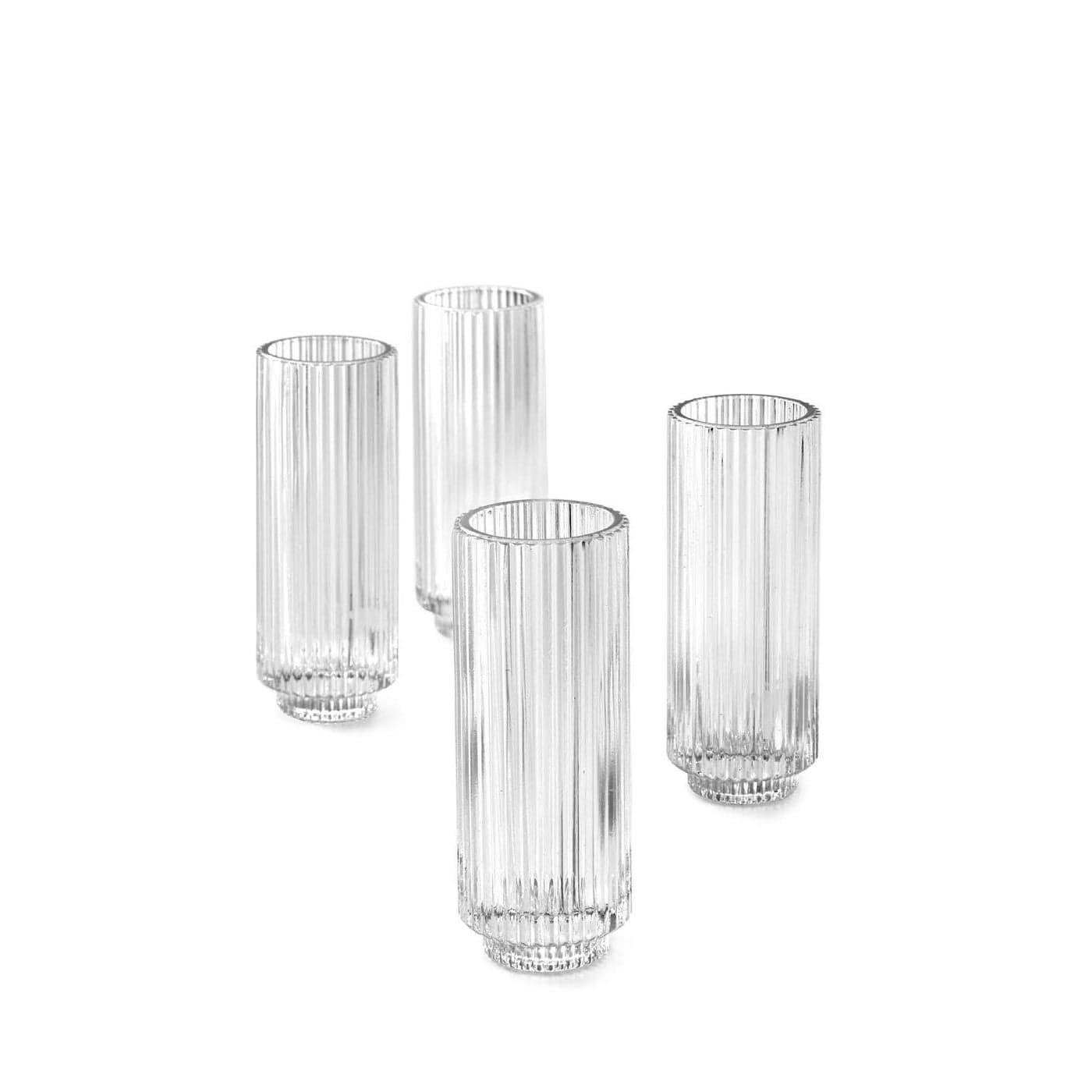 Serene Spaces Living Set of 4 Tall Clear Ribbed Glass Votive Holder Perfect for Weddings and Home Dcor Measures 625 Tall and 225 Diameter